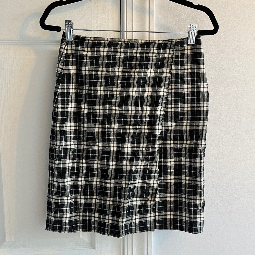 Madewell High Waist Plaid Wool Blend Mini Skirt
